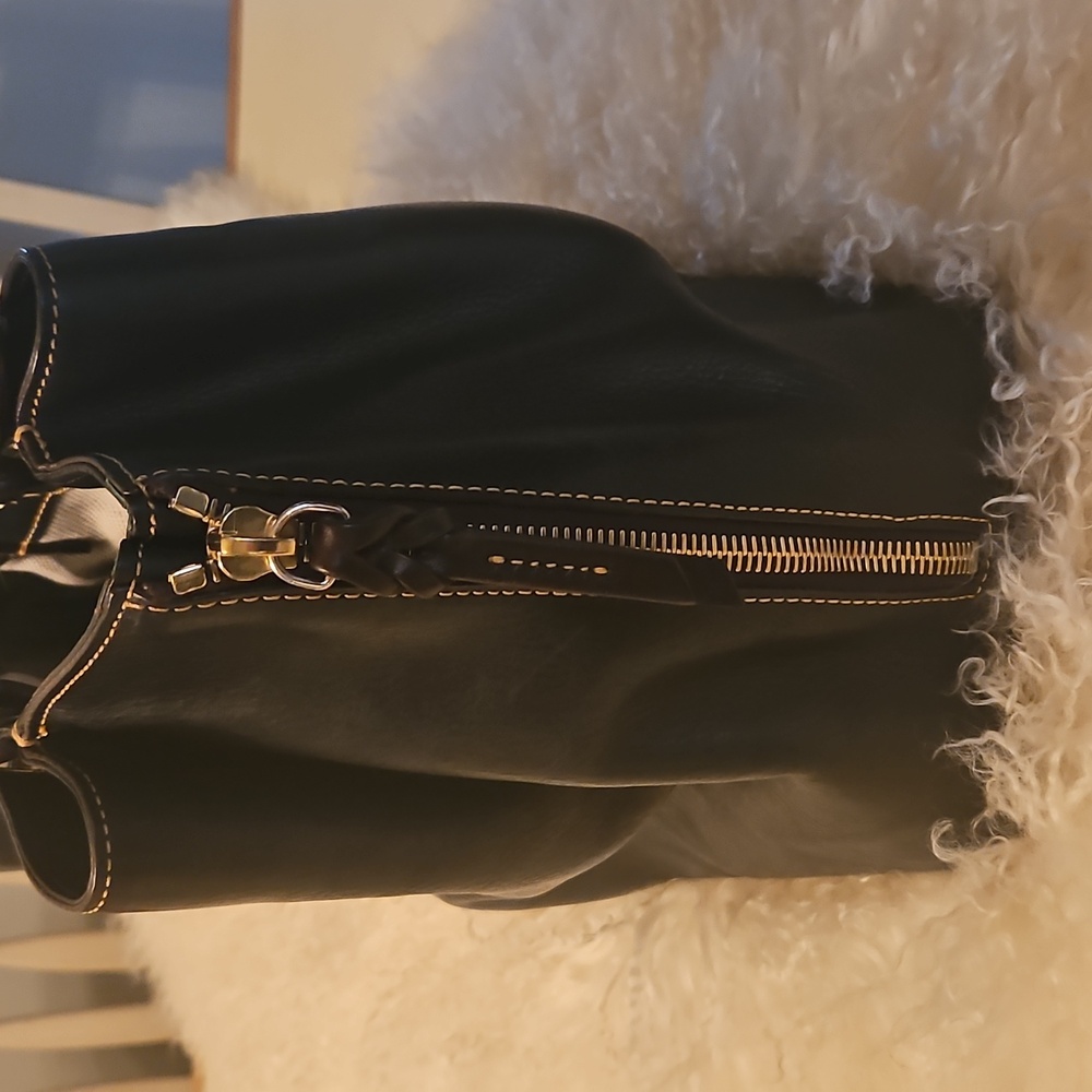 Dooney & Bourke Navy Barlow Bag  Florentine Leather - LARGE ZIPPERED - Picture 3 of 12
